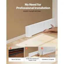 VEVOR Baseboard Heater Covers, Basic Series 3 ft Standard Electric Heating Unit Front Cover for Home Improvement, Heavy-duty Steel, Easy Installation for Bedroom Replacing Old Cover, White