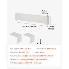 VEVOR Baseboard Heater Covers, Basic Series 3 ft Standard Electric Heating Unit Front Cover for Home Improvement, Heavy-duty Steel, Easy Installation for Bedroom Replacing Old Cover, White