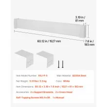 VEVOR Baseboard Heater Covers, Premium Series 5 ft Standard Electric Heating Unit Front Cover for Home Improvement, Heavy-duty Steel, Easy Installation for Bedroom Replacing Old Cover, White