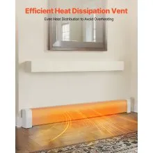 VEVOR Baseboard Heater Covers, Premium Series 6 ft Standard Electric Heating Unit Front Cover for Home Improvement, Heavy-duty Steel, Easy Installation for Bedroom Replacing Old Cover, White