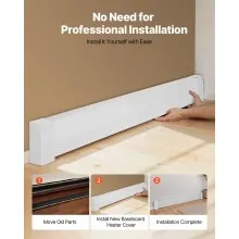 VEVOR Baseboard Heater Covers, Premium Series 6 ft Standard Electric Heating Unit Front Cover for Home Improvement, Heavy-duty Steel, Easy Installation for Bedroom Replacing Old Cover, White