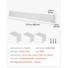 VEVOR Baseboard Heater Covers, Premium Series 6 ft Standard Electric Heating Unit Front Cover for Home Improvement, Heavy-duty Steel, Easy Installation for Bedroom Replacing Old Cover, White