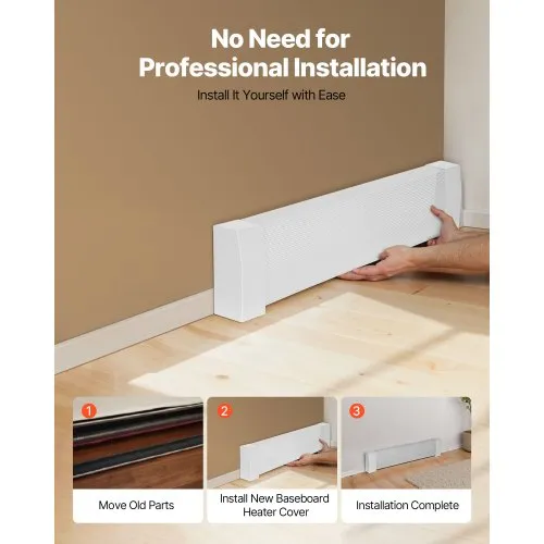 VEVOR Baseboard Heater Cover - 3 Ft Standard Size, Steel, White, Easy Replacement For Old Covers