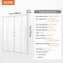 VEVOR Semi-frameless Shower Door, 57.8-59" W x 70" H, Double Sliding Glass Door with 1/4"(6mm) Clear Tempered Glass, Waterproof Shatterproof NANO Stain-Resistant with Stainless Steel Hardware, Chrome
