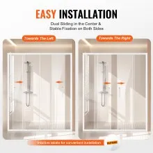 VEVOR Semi-frameless Double Sliding Shower Door SGCC Tempered Glass 1/4" Chrome