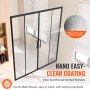 VEVOR Semi-frameless Double Sliding Shower Door SGCC Tempered Glass Matte Black