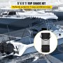 boat with VEVOR t-top sun shade kit and foldable mesh trash can, designed for t-tops and bimini tops.