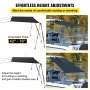 VEVOR t-top sun shade kit with adjustable poles ranging from 43" to 79" for seating or standing comfort.