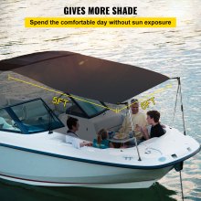 VEVOR T-Top Sun Shade Kit 5' x 5', UV-Proof 600D Polyester T-top Extension Kit with Rustproof Steel Telescopic Poles, Waterproof T-Top Shade Kit, Easy to Assemble for T-Tops ＆ Bimini Top