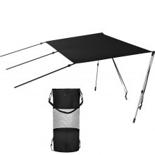 VEVOR T-Top Sun Shade Kit 5' x 5', UV-Proof 600D Polyester T-top Extension Kit with Rustproof Steel Telescopic Poles, Waterproof T-Top Shade Kit, Easy to Assemble for T-Tops ＆ Bimini Top