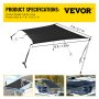 VEVOR T-Top Sun Shade Kit 6' x 7', UV-Proof 600D Polyester T-top Extension Kit with Rustproof Steel Telescopic Poles, Waterproof T-Top Shade Kit, Easy to Assemble for T-Tops ＆ Bimini Top