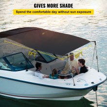 VEVOR T-Top Sun Shade Kit 6\' x 7\', UV-Proof 600D Polyester T-top Extension Kit with Rustproof Steel Telescopic Poles, Waterproof T-Top Shade Kit, Easy to Assemble for T-Tops ＆ Bimini Top
