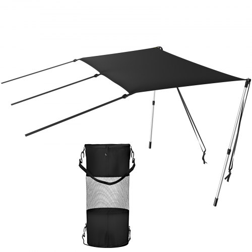 VEVOR T-Top Sun Shade Kit 4\' x 5\', UV-Proof 600D Polyester T-top Extension Kit with Rustproof Steel Telescopic Poles, Waterproof T-Top Shade Kit, Easy to Assemble for T-Tops ＆ Bimini Top