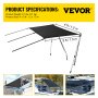 VEVOR T-Top Shade Extension, 4' x 5', UV-proof 600D Polyester T-top Extension Kit with Rustproof Steel Telescopic Poles, Waterproof T-Top Shade Kit, Easy to Assemble for T-Tops ＆ Bimini Top