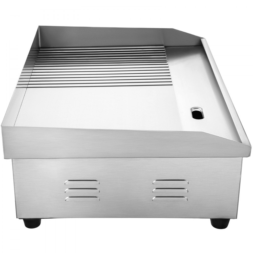 VEVOR 22" Commercial Electric Griddle, 1600W Electric Flat Top Grill, Half Grooved Teppanyaki Grill, Stainless Steel Electric Countertop Griddle w/Drip Hole, 122°F-572°F Electric Griddle for Kitchen.