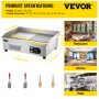 VEVOR 22" Commercial Electric Griddle, 1600W Electric Flat Top Grill, Half Grooved Teppanyaki Grill, Stainless Steel Electric Countertop Griddle w/Drip Hole, 122°F-572°F Electric Griddle for Kitchen.