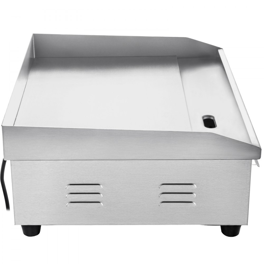 VEVOR Commercial Electric Griddle, 18" Teppanyaki Grill, 1600W Electric Flat Top Grill, Stainless Steel Electric Countertop Griddle w/Drip Hole, 50-300℃ Countertop Griddle for Pancake, Chicken