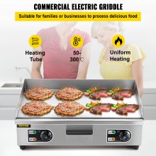 VEVOR kommerciel elektrisk bageplade, 26" Teppanyaki-grill, 3200 W elektrisk fladgrill, elektrisk bordplade i rustfrit stål med dryphul, 50-300 ℃ bordplade til pandekage, kylling