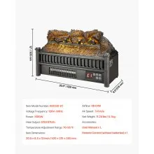 20 Inch Electric Fireplace Log Heater with Remote 5 Flame Brightness Timer