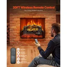 23 Inch Electric Fireplace Log Heater with Crackling Sound Timer Remote