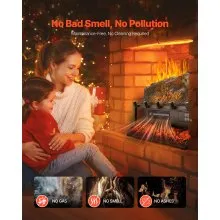 23 Inch Electric Fireplace Log Heater with Crackling Sound Timer Remote