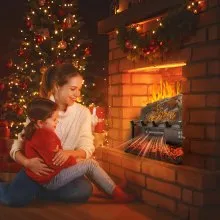 23 Inch Electric Fireplace Log Heater with Crackling Sound Timer Remote