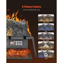 25 Inch Electric Fireplace Log Heater with Crackling Sound Timer Remote