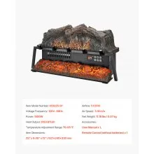 25 Inch Electric Fireplace Log Heater with Crackling Sound Timer Remote