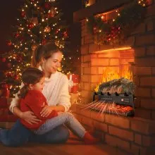 25 Inch Electric Fireplace Log Heater with Crackling Sound Timer Remote