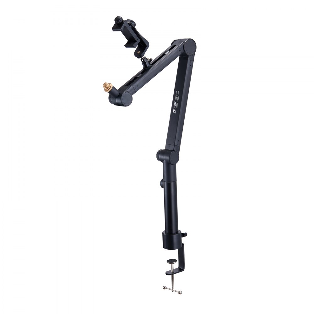 VEVOR Desk-Mounted Microphone Arm, Flexible 360° Rotation, Adjustable Stand with Universal 3/8" to 5/8" Adapter and Headphone Holder, Compatible with Blue Yeti, Hyperx Quadcast, and More
