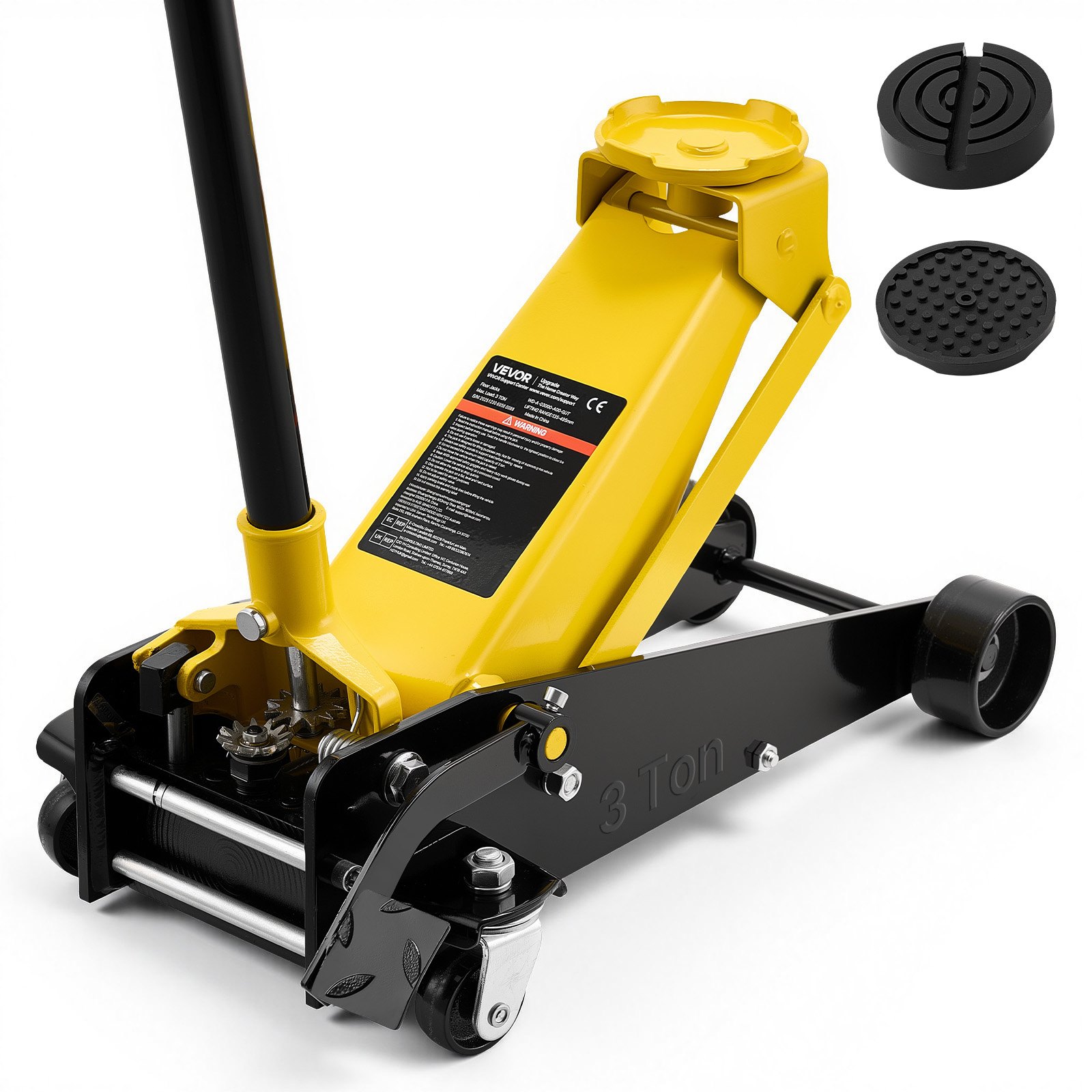 VEVOR Low Profile Floor Jack, 3 Ton Capacity, Steel Racing Floor Jack with Single Piston Quick Lift Pump & Foot Pedal, Hydraulic Trolley Car Lift for Sedans, SUVs, Pickups, Lifting Range 130-500 mm