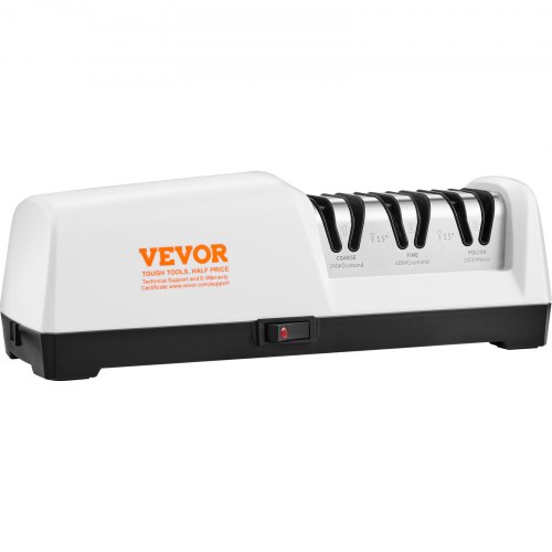 VEVOR Electric Knife Sharpener, 3 Stages Kitchen Knife Sharpener for Quick Sharpening & Polishing, Professional Knife Sharpener with Diamond Abrasives, 15° Angle Guides, and Metal Dust Collection Box