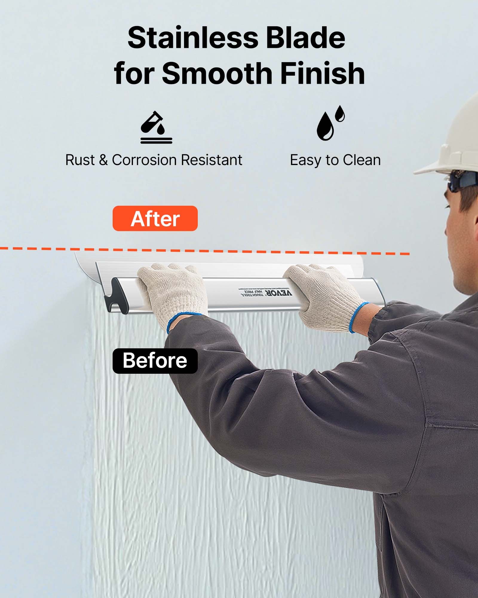 VEVOR Drywall Skimming Blade Putty Knife Combo 10/24/32in Trowel Tool w/ Handle