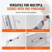 VEVOR Drywall Skimming Kit, Handle + Fixator Smoothing Knife Accessory, Professional Skim Coat Tools For Drywall, Wipe/Drywall Knife, for Gyprock / WallBoard / Plasterboard (No Blade)