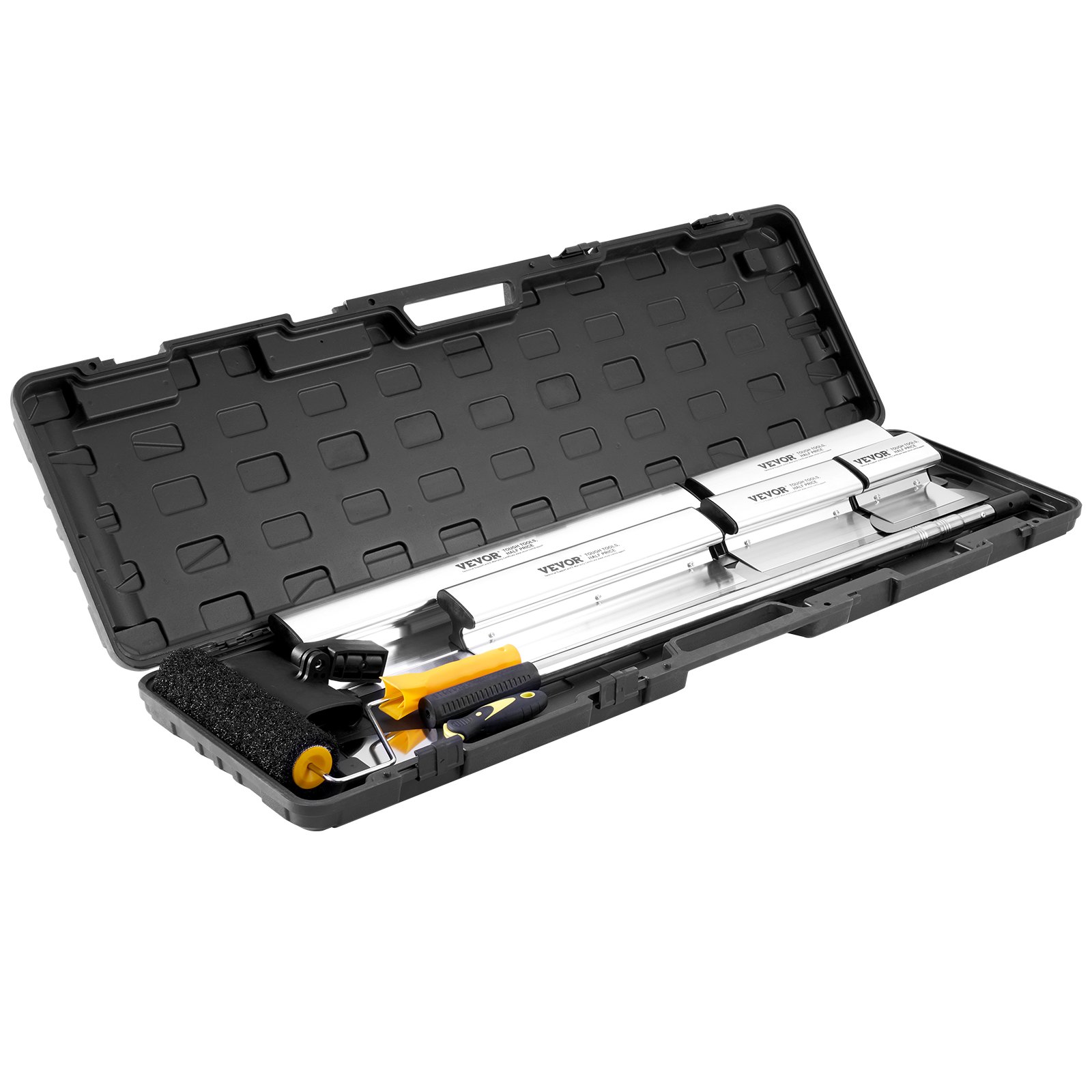 VEVOR Drywall Skimming Blade Set, 7/10/14/16/24 in Skimming Blades + 34 - 81.6 in Extension Handle Pole, Stainless Steel Knife Professional Skim Coat Tools, for Gyprock/WallBoard/Plasterboard