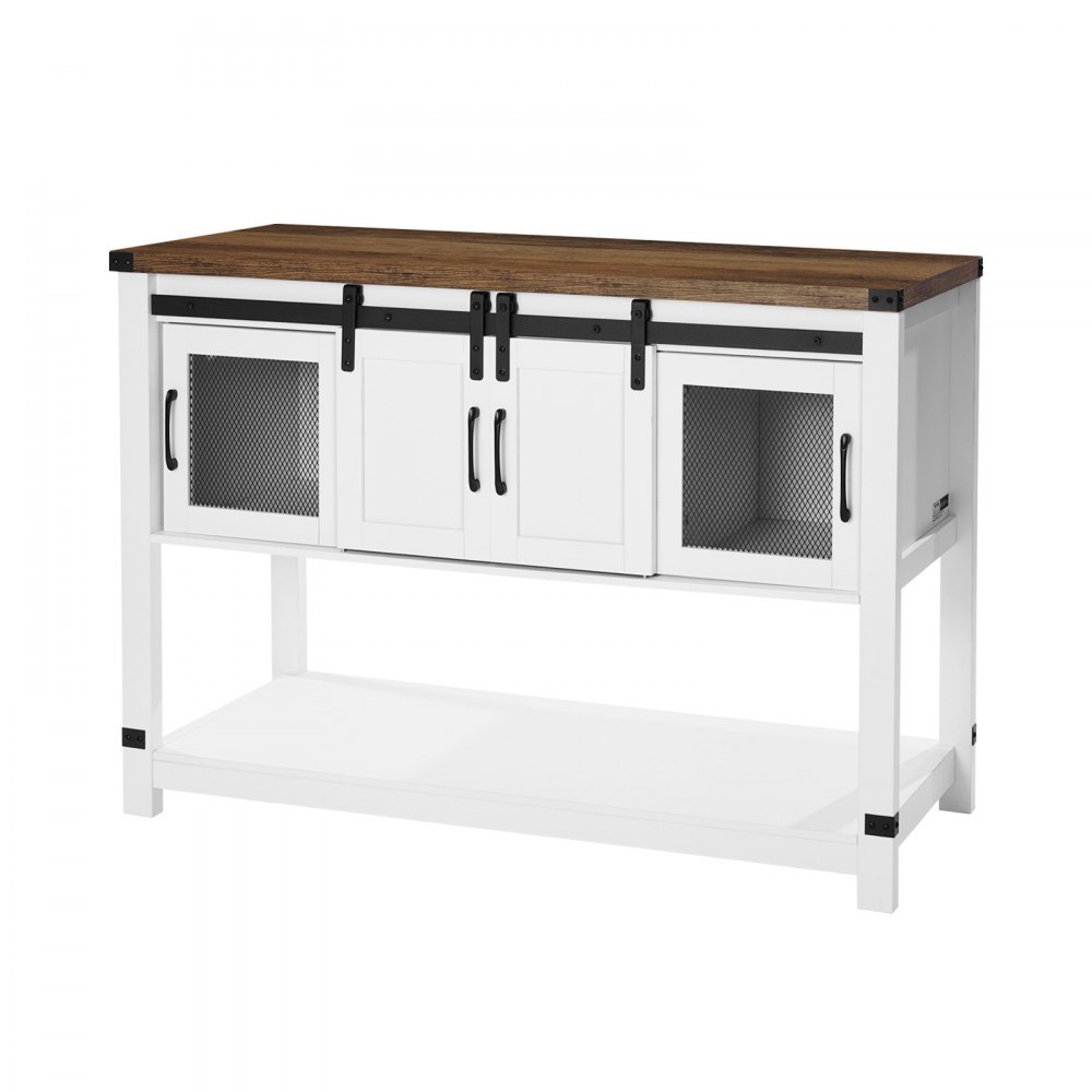 VEVOR Coffee Bar Cabinet, 47.3 x 15.7 x 32.7 in Farmhouse Coffee Bar Cabinet with 4-Tier Storage, Coffee Bar Table with Barn Doors, Farmhouse Sideboard Buffet Cabinet for Living Room, Entryway