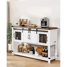 VEVOR Coffee Bar Cabinet, 47 Inch Farmhouse Coffee Bar Cabinet with Storage, Coffee Bar Table with Barn Doors, Farmhouse Sideboard Buffet Cabinet for Living Room, Entryway