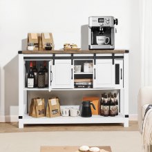 Coffee Bar Cabinet 4-Tier Coffee Bar Table with Barn Doors for Living Room