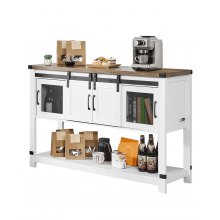 Coffee Bar Cabinet 4-Tier Coffee Bar Table with Barn Doors for Living Room