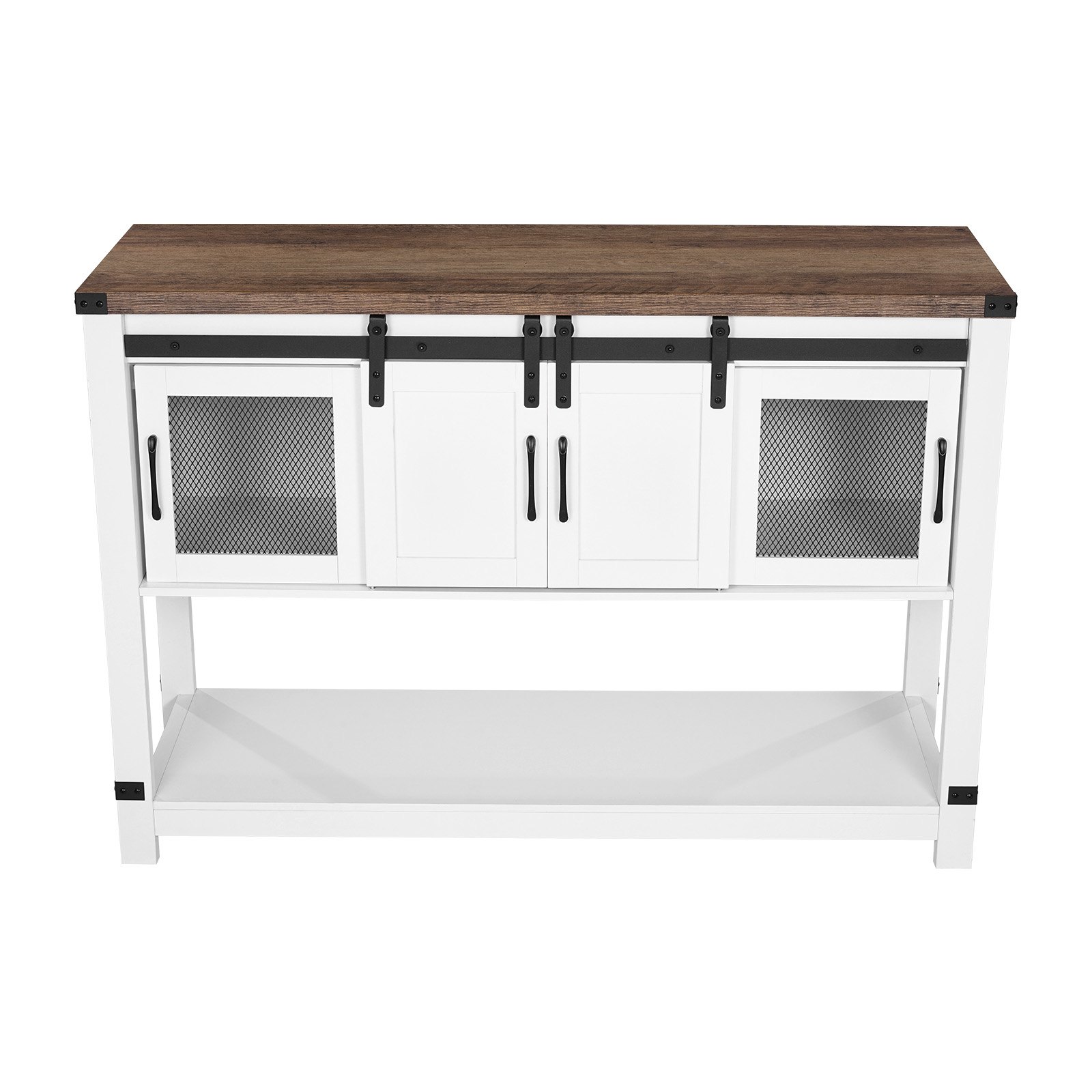 VEVOR Coffee Bar Cabinet, 47.3 x 15.7 x 32.7 in Farmhouse Coffee Bar Cabinet with 4-Tier Storage, Coffee Bar Table with Barn Doors, Farmhouse Sideboard Buffet Cabinet for Living Room, Entryway