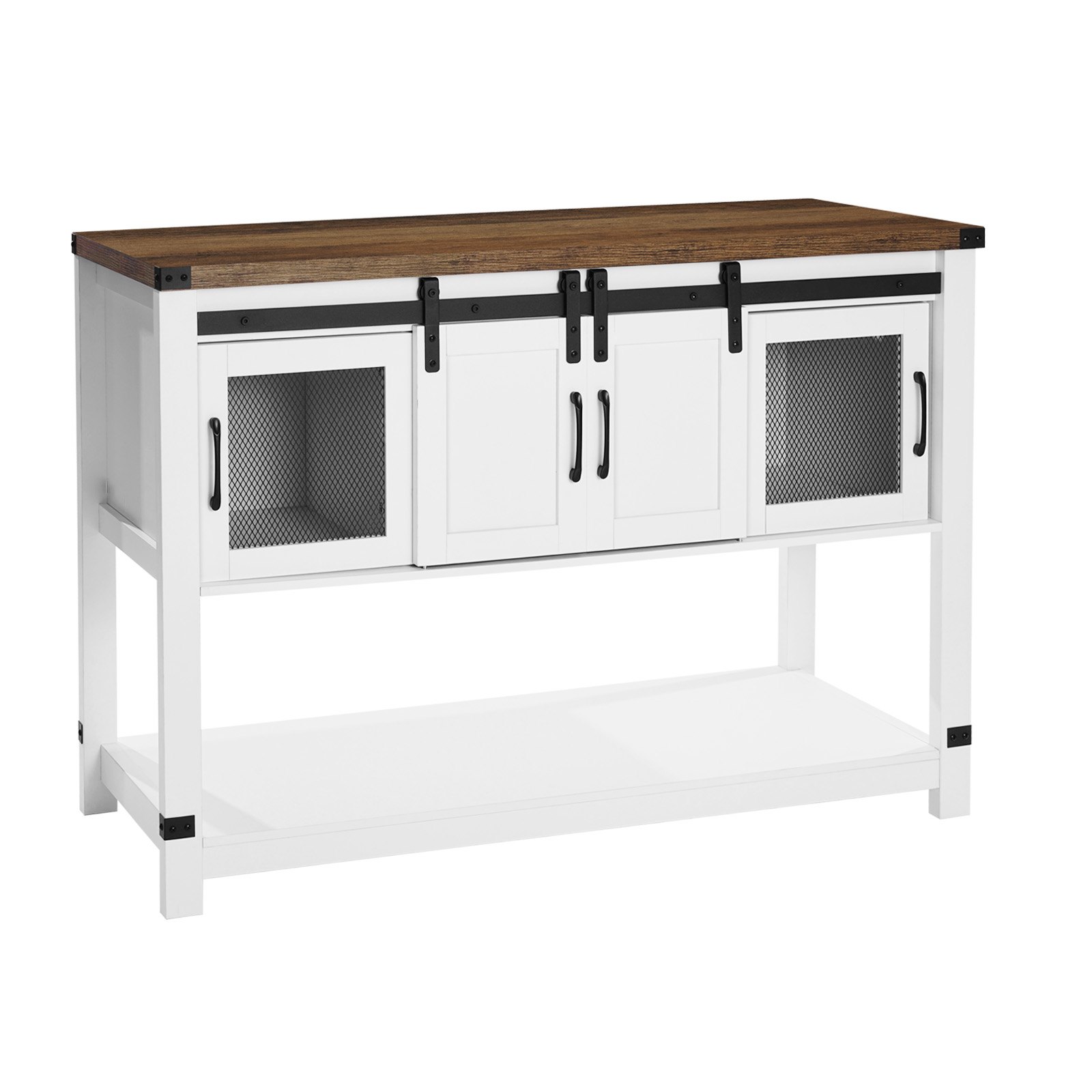 VEVOR Coffee Bar Cabinet, 47.3 x 15.7 x 32.7 in Farmhouse Coffee Bar Cabinet with 4-Tier Storage, Coffee Bar Table with Barn Doors, Farmhouse Sideboard Buffet Cabinet for Living Room, Entryway