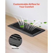 Floor Registers 4 x 10 Inch 12-Pack Iron Floor Vents for HVAC Vent Grilles Black