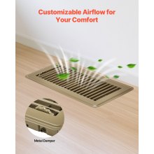 Floor Registers 4 x 10 Inch 6-Pack Iron Floor Vents for HVAC Vent Grilles Brown