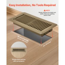 Floor Registers 4 x 10 Inch 6-Pack Iron Floor Vents for HVAC Vent Grilles Brown