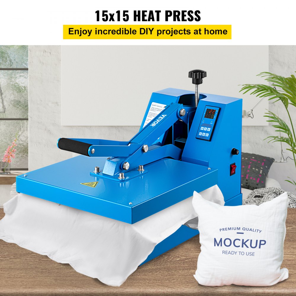 VEVOR Heat Press 15X15 inch Heat Press Machine Industrial Quality T Shirt  Heat Press Sublimation Machine Clamshell Heat Press Machine for T Shirts 