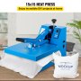 VEVOR Heat Press 15X15 Inch Heat Press Machine Industrial Quality Power T Shirt Heat Press Sublimation Machine Clamshell Heat Press Machine for T Shirts (Blue)