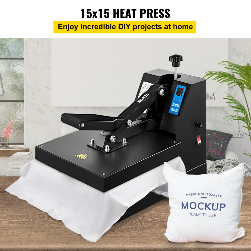 VEVOR Heat Press 38x38 cm Heat Press Machine Industrial Quality Power T Shirt Heat Press Sublimation Machine Clamshell Heat Press Machine for T Shirts