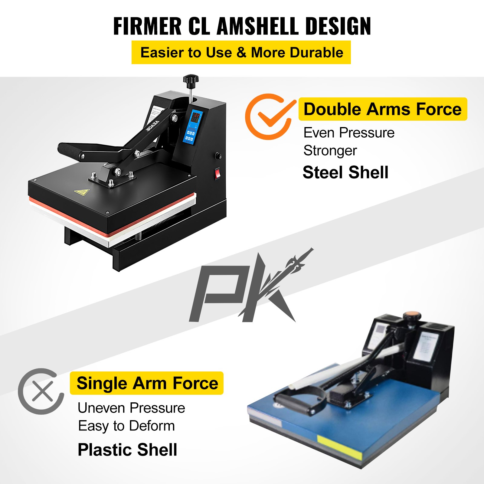 VEVOR Heat Press 38x38 cm Heat Press Machine Industrial Quality Power T Shirt Heat Press Sublimation Machine Clamshell Heat Press Machine for T Shirts