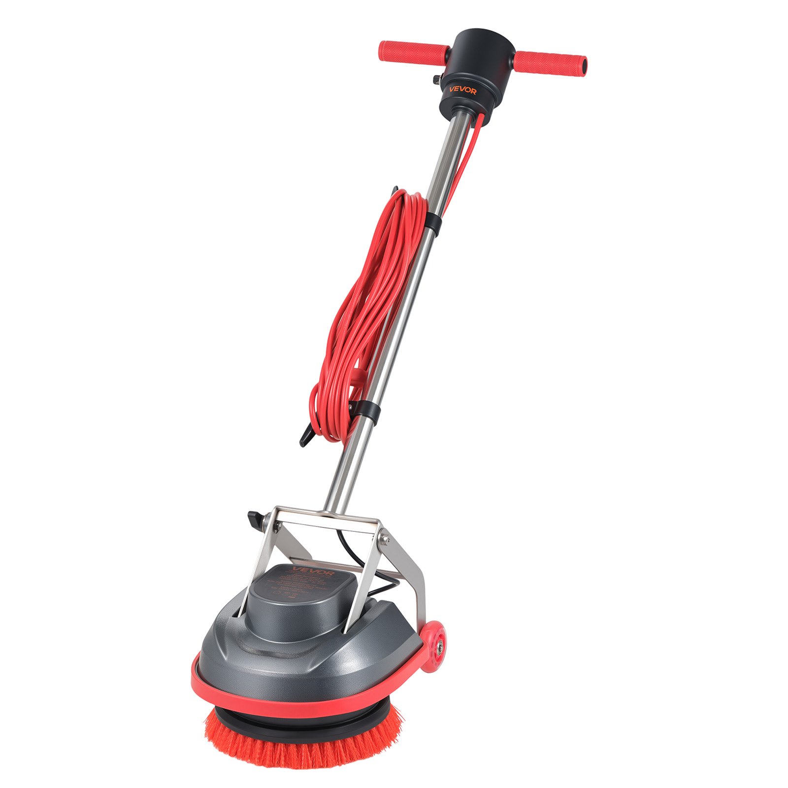 VEVOR Commercial Floor Scrubber Machine, Heavy Duty Floor Cleaner Polisher with 2 Wheels,  Professional Electric Carpet Buffer, Max 1900 RPM, 43 FT Cord, 3 Pads & 3 Brushes - All Floor Surfaces