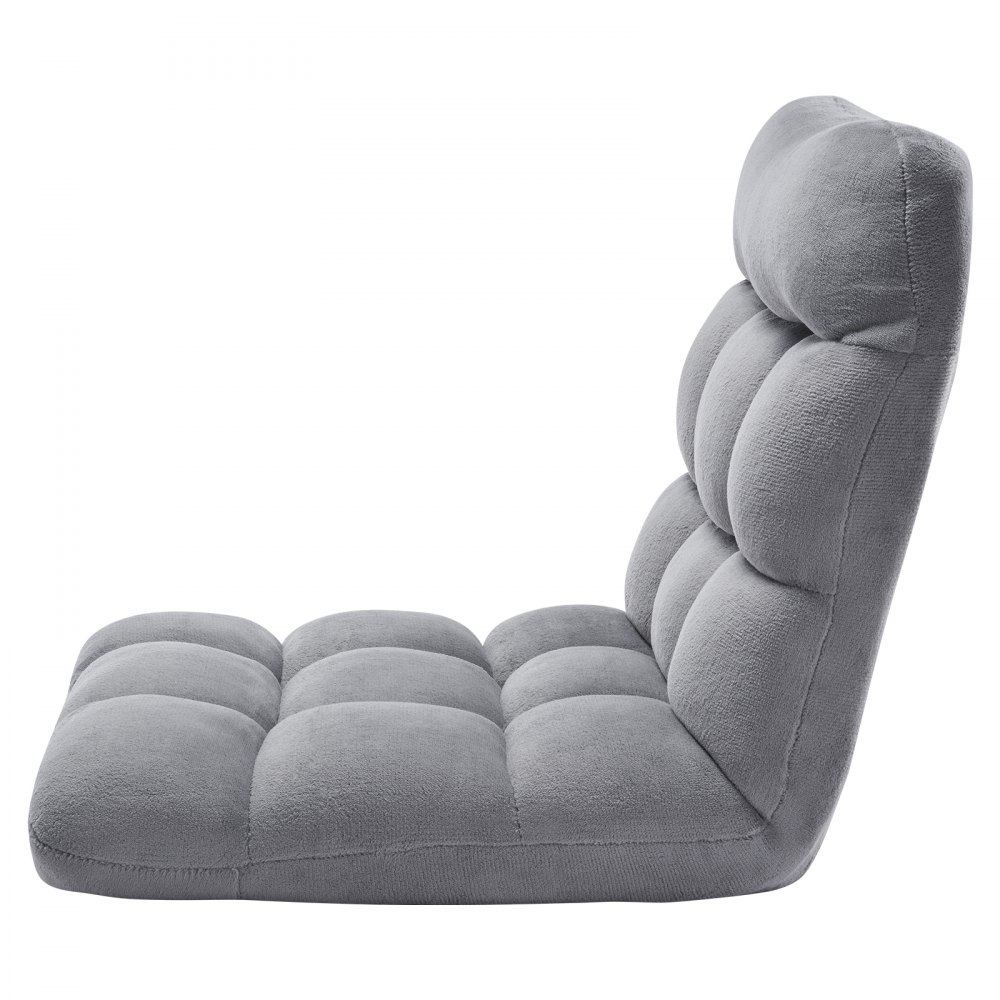 VEVOR Floor Chair, Recycled Foam Folding Sofa Chair with 14 Adjustable Positions, Multifunctional Floor Chair with Back Support Ideal for Sleeping Reading, Floor Gaming Chair Suitable for Kids, Gray